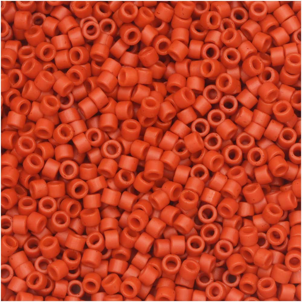 Miyuki Delica Seed Beads, 11/0, #795 Matte Opaque Vermillion Dyed Red-Orange (2.5" Tube)