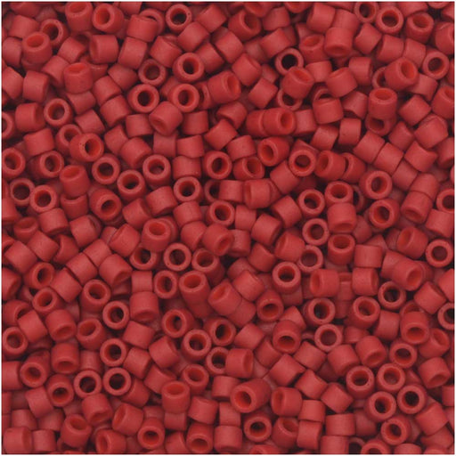 Miyuki Delica Seed Beads, 11/0 Size, #796 Matte Opaque Maroon Dyed Red (2.5" Tube)