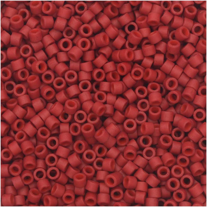 Miyuki Delica Seed Beads, 11/0 Size, #796 Matte Opaque Maroon Dyed Red (2.5" Tube)