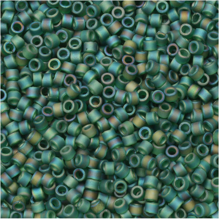 Miyuki Delica Seed Beads, 11/0 Size, #859 Matte Emerald AB (7.2 Gram Tube)