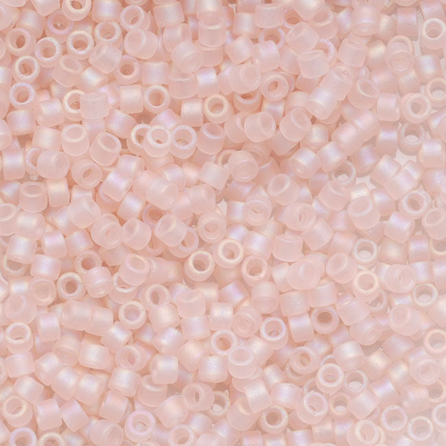 Miyuki Delica Seed Beads, 11/0 Size, Matte Transparent Pink Mist AB DB868 (2.5" Tube)