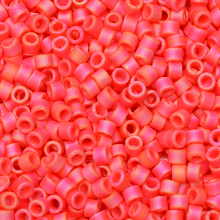 Miyuki Delica Seed Beads, 11/0 Size, #873 Matte Opaque Cranberry AB (2.5" Tube)