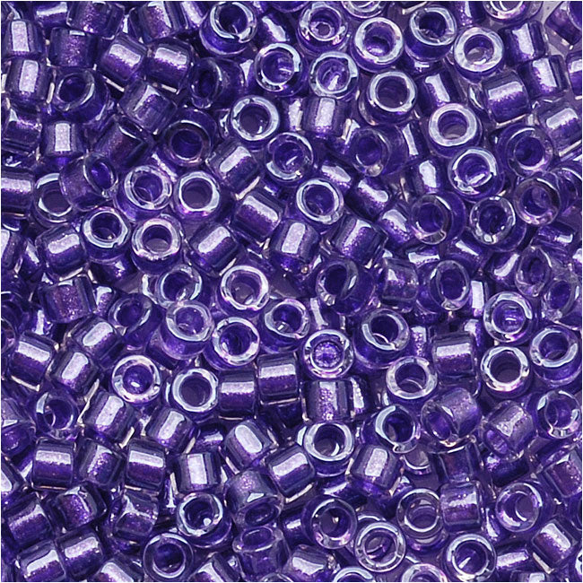 Miyuki Delica Seed Beads, 11/0 Size, Sparkle Purple Lined Crystal DB906 (2.5" Tube)
