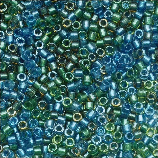Miyuki Delica Seed Beads, 11/0 Size, Mix Blue And Green Lined DB985 (2.5" Tube)