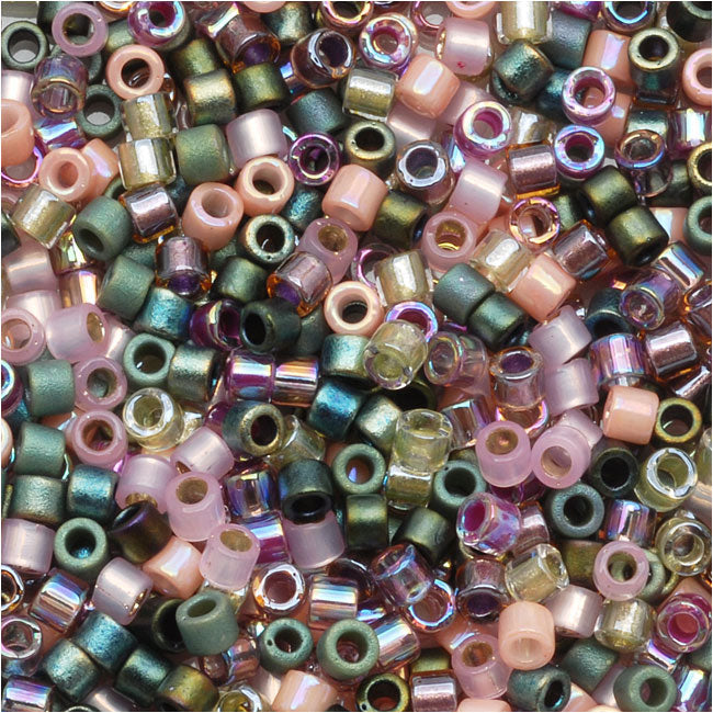 Miyuki Delica Seed Beads, 11/0 Size, Mix Lavender Garden Pink Green (7.2 Grams)