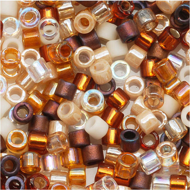 Miyuki Delica Seed Beads, 11/0 Size, Mix Honey Butter Tan Brown (7.2 Grams)