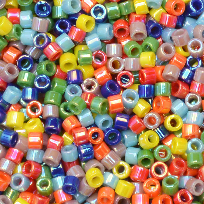 Miyuki Delica Seed Beads, 11/0 Size, #MIX44 Opaque Rainbow AB Mix (7.2 Gram Tube)