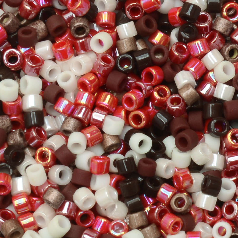 Miyuki Delica Seed Beads, 11/0 Size, #MIX9001 Chocolate Covered Cherries Mix (7.2 Gram Tube)