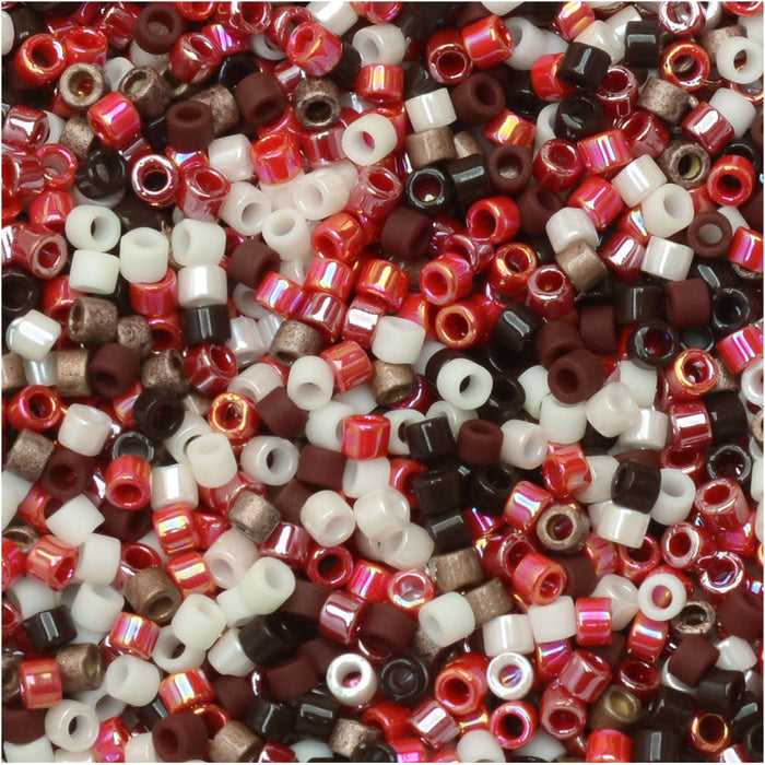 Miyuki Delica Seed Beads, 11/0 Size, #MIX9001 Chocolate Covered Cherries Mix (7.2 Gram Tube)