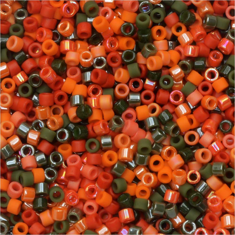 Miyuki Delica Seed Beads, 11/0 Size, #DB-MIX9008 Pumpkin Patch Mix (7.2 Gram Tube)