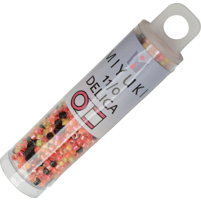 Miyuki Delica Seed Beads, 11/0 Size, #MIX9094 Sunrise Glow Mix (7.2 Gram Tube)