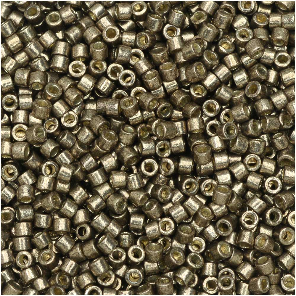 Miyuki Delica Seed Beads, 11/0 #1852 Duracoat Galvanized Pewter Gold Tone, Bulk Bag (50g)