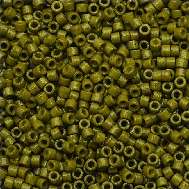 Miyuki Delica Seed Beads, 11/0 Duracoat Opaque Spanish Olive Green DB2141, Bulk Bag (50g)