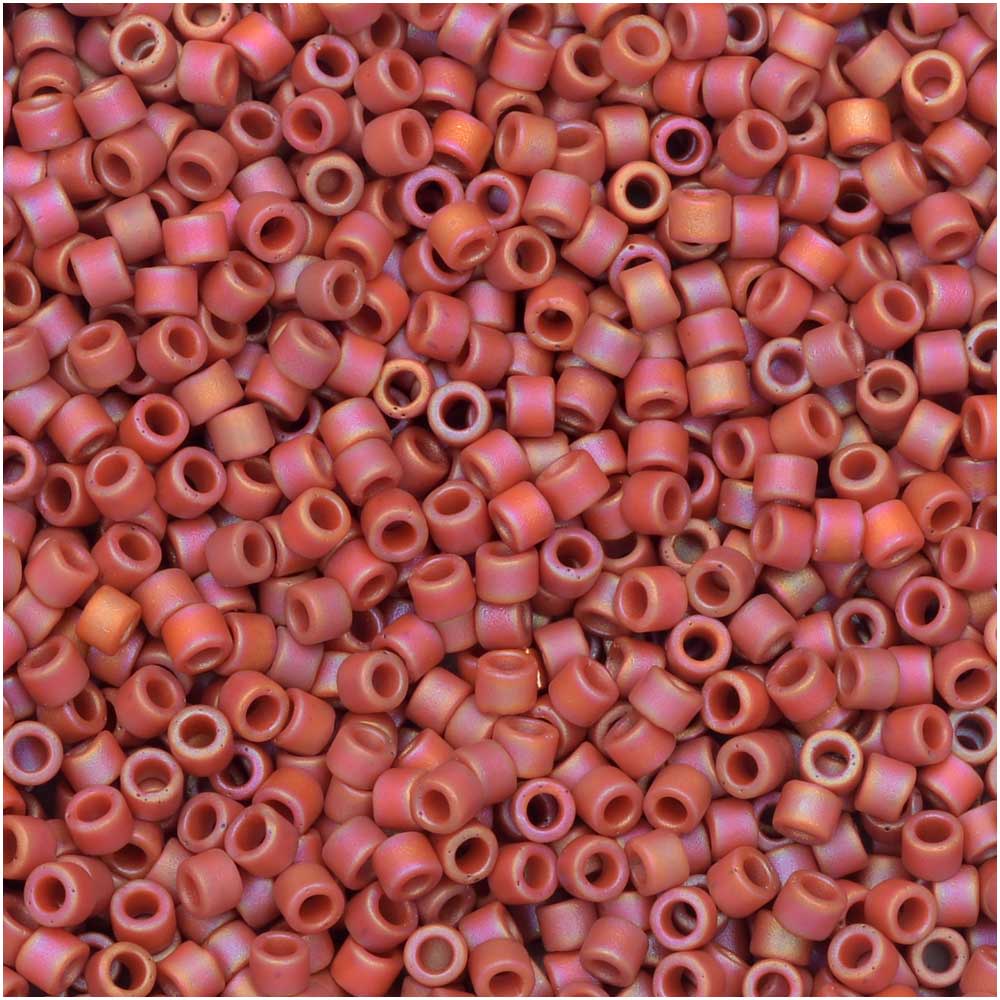 Miyuki Delica Seed Beads, 11/0 #2306 Frosted Opaque Glazed Rainbow Cardinal Red, Bulk Bag (50g)