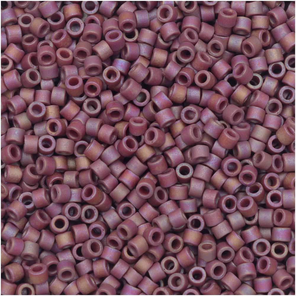 Miyuki Delica Seed Beads, 11/0 #2308 Frosted Opaque Glazed Rainbow Dark Red, Bulk Bag (50g)