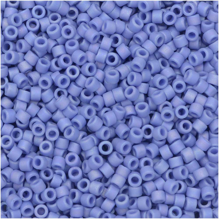 Miyuki Delica Seed Beads, 11/0 #2318 Frosted Opaque Glazed Rainbow Soft Blue, Bulk Bag (50g)