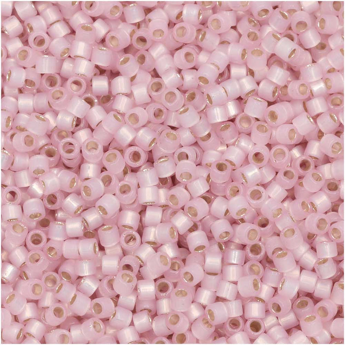 Miyuki Delica Seed Beads, 11/0, #624 Silver Lined Light Pink Alabaster Opal  Dyed (7.2 Gram Tube)