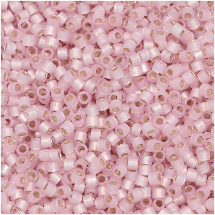Miyuki Delica Seed Beads, 11/0, #624 Silver Lined Light Pink Alabaster Opal Dyed (7.2 Gram Tube)