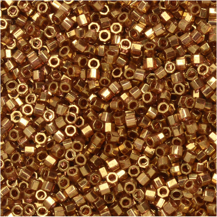 Miyuki Delica Hex Cut Seed Beads, 11/0 Size, #0115 Transparent Luster Matte Rose Gold (7.2 Gram Tube)