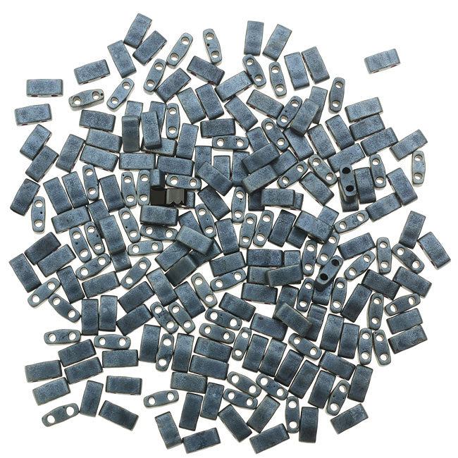 Miyuki Half Tila 2 Hole Rectangle Beads 5x2.3mm -  Matte Gunmetal 7.8 Grams