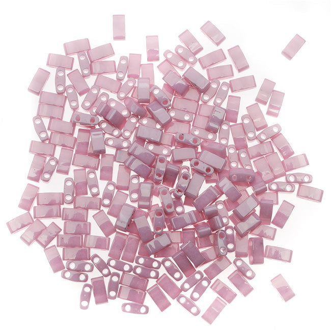 Miyuki Half Tila 2 Hole Rectangle Beads 5x2.3mm - Opaque Antiqued Rose Luster 7.8 Grams