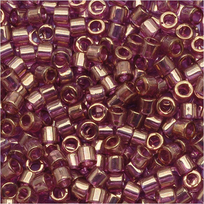 Miyuki Delica Seed Beads, 10/0 Size, Gold Luster Amethyst DBM0108 (7.2 Grams)