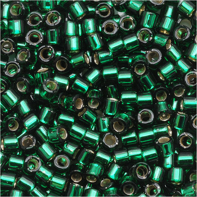 Miyuki Delica Seed Beads, 10/0 Size, Silver Lined Green DBM0148 (7.2 Grams)