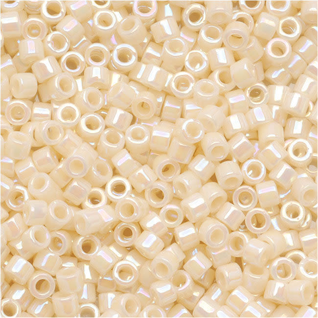 Miyuki Delica Seed Beads, 10/0 Size, Opaque Cream AB DBM0157 (7.2 Grams)