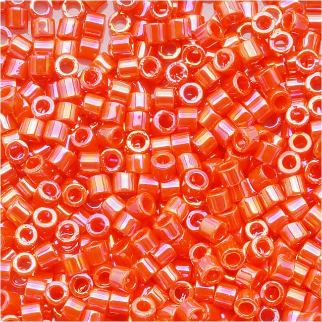 Miyuki Delica Seed Beads, 10/0 Size, Opaque Orange AB DBM0161 (7.2 Grams)