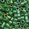 Miyuki Delica Seed Beads, 10/0 Size, Opaque Green AB DBM0163 (7.2 Grams)