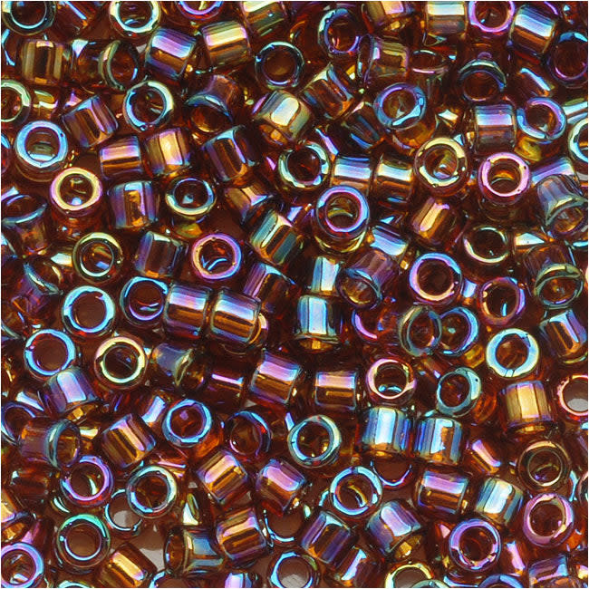 Miyuki Delica Seed Beads, 10/0 Size, Transparent Amber AB DBM0170 (7.2 Grams)