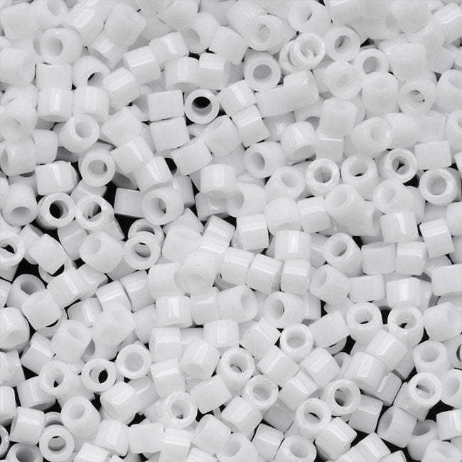 Miyuki Delica Seed Beads, 10/0 Size, Opaque Chalk White DBM0200 (7.2 Grams)