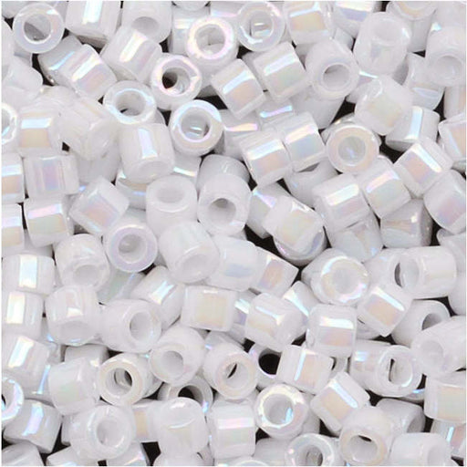 Miyuki Delica Seed Beads, 10/0 Size, White Pearl AB DBM0202 (7.2 Grams)