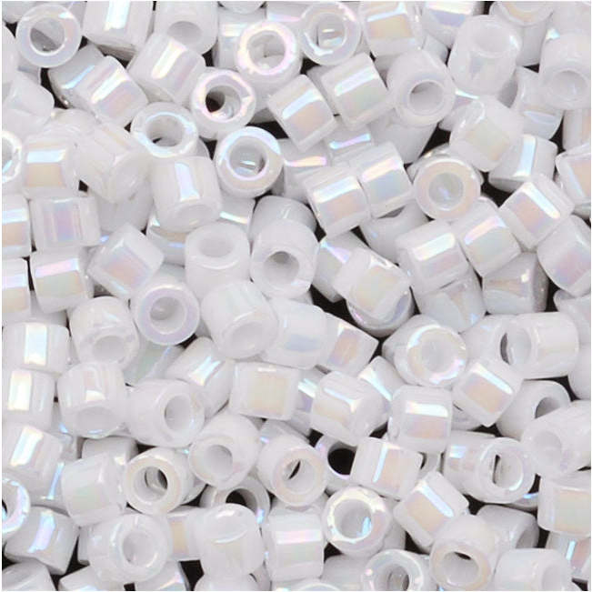 Miyuki Delica Seed Beads, 10/0 Size, White Pearl AB DBM0202 (7.2 Grams)