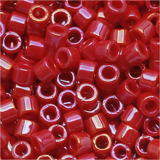 Miyuki Delica Seed Beads, 10/0 Size, Opaque Red Luster DBM0214 (7.2 Grams)