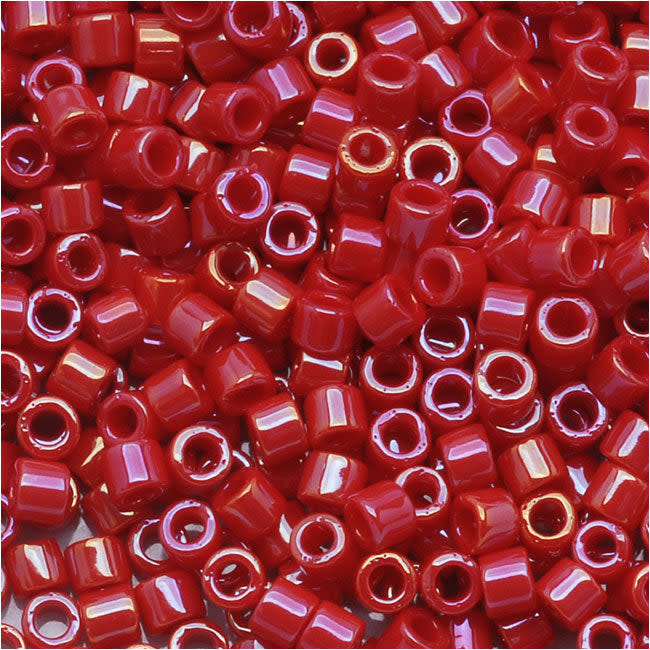 Miyuki Delica Seed Beads, 10/0 Size, Opaque Red Luster DBM0214 (7.2 Grams)