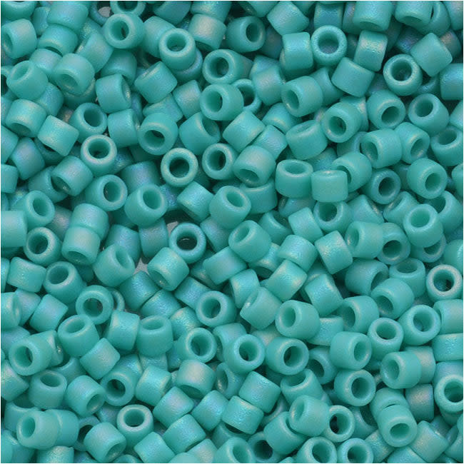 Miyuki Delica Seed Beads, 10/0 Size, Opaque Matte Turquoise AB DBM0878 (7.2 Grams)