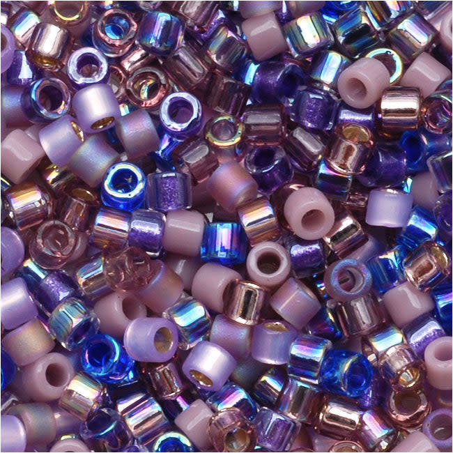 Miyuki Delica Seed Beads, 10/0 Size, Mix Lilac Mixed Light Purples (7.2 Grams)