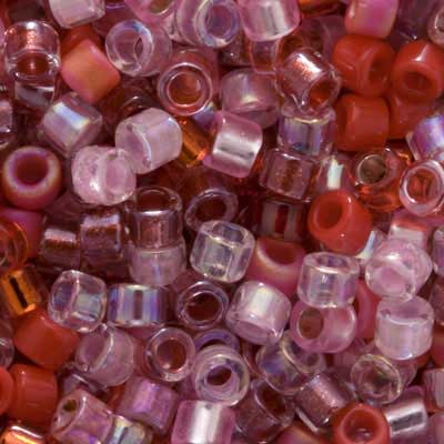 Miyuki Delica Seed Beads, 10/0 Size, Mix Strawberry Fields Red Pink (7.2 Grams)