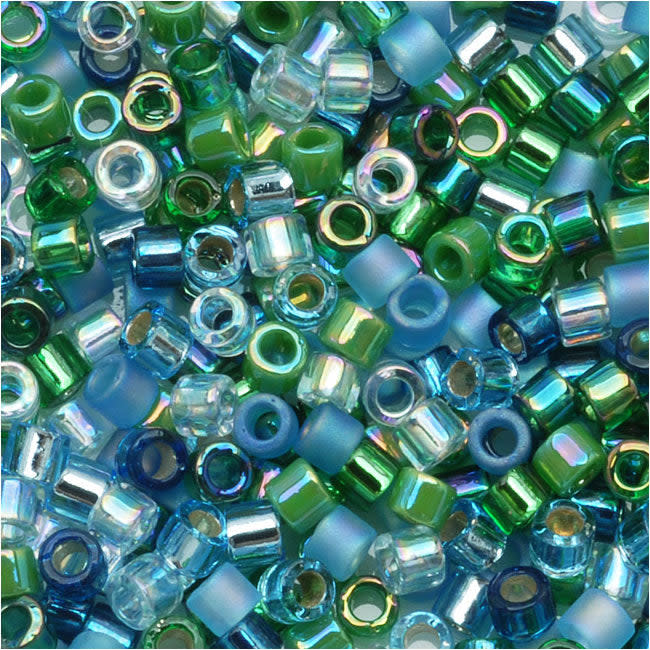 Miyuki Delica Seed Beads, 10/0 Size, Mix Lagoon Blue Green (7.2 Grams)