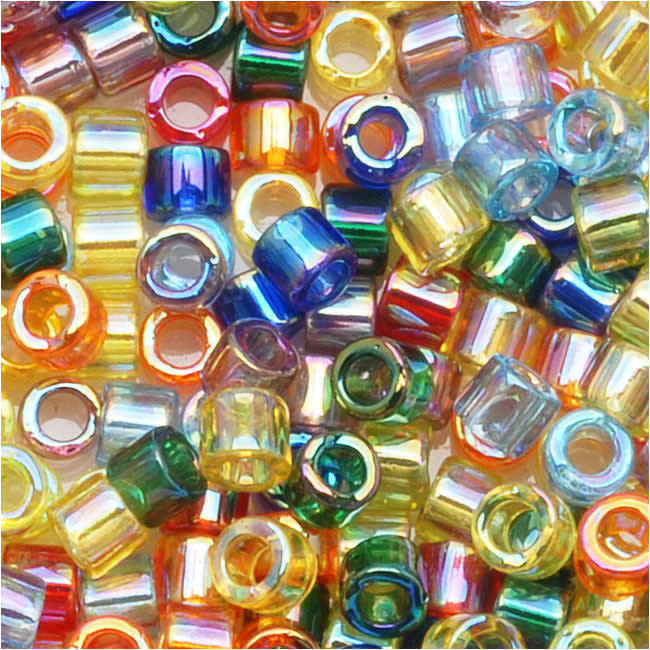 Miyuki Delica Seed Beads, 10/0 Size, Mix Transparent Rainbow AB (7.2 Grams)