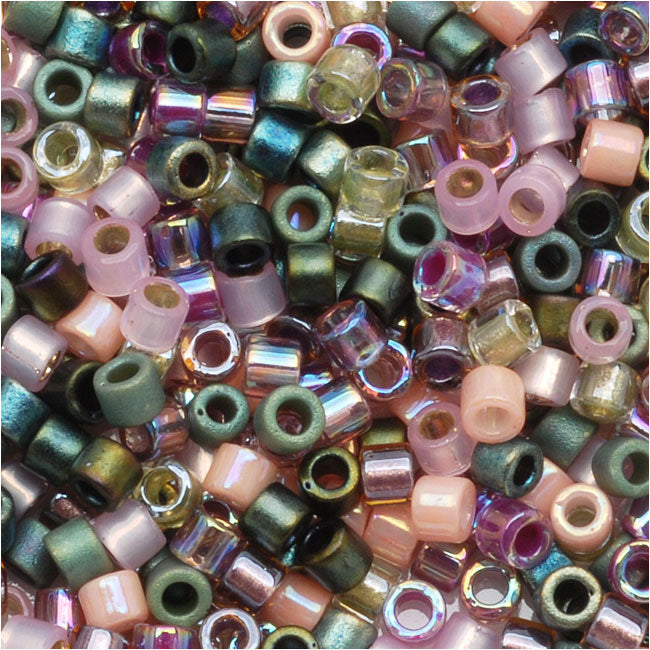Miyuki Delica Seed Beads, 10/0 Size, Mix Lavender Garden Pink Green (7.2 Grams)