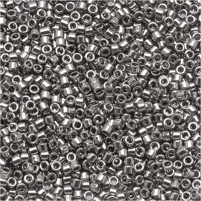 Miyuki Delica Seed Beads, 15/0 Size, Metallic Steel DBS021 (4 Grams)