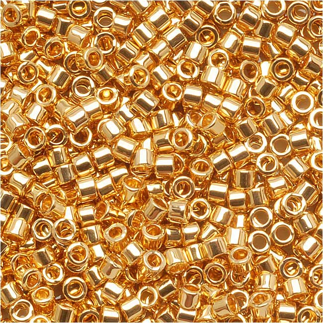 Miyuki Delica Seed Beads, 15/0 Size, 24 Karat Gold Plated DBS031 (4 Grams)