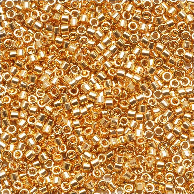 Miyuki Delica Seed Beads, 15/0 Size, 24 Karat Gold Plated DBS031 (4 Grams)