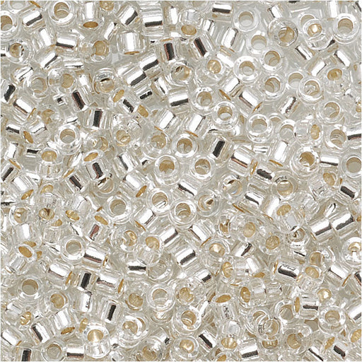 Miyuki Delica Seed Beads, 15/0 Size, Silver Lined Crystal DBS041 (4 Grams)
