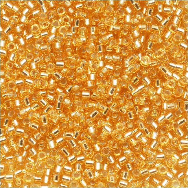 Miyuki Delica Seed Beads, 15/0 Size, Silver Lined Gold DBS042 (4 Grams)