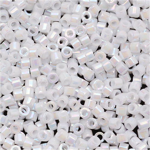 Miyuki Delica Seed Beads, 15/0 Size White Pearl AB DBS202, Bulk Bag (50g)