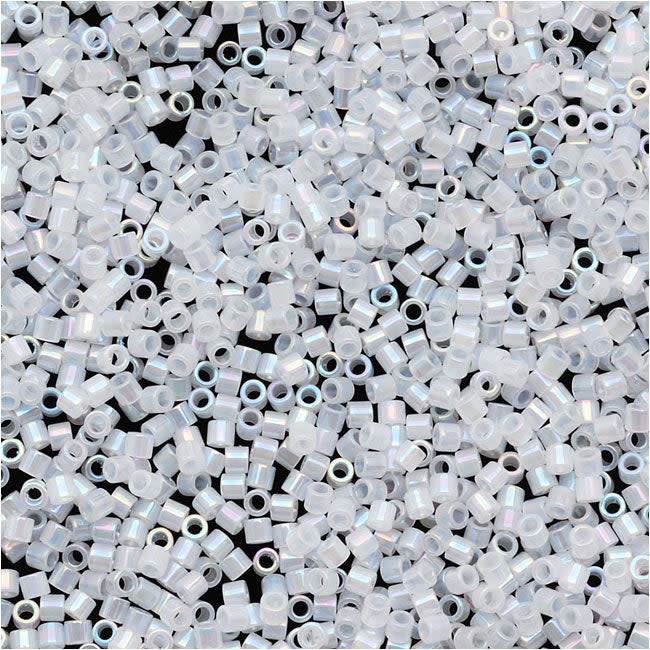 Miyuki Delica Seed Beads, 15/0 Size, White Opal AB DBS222 (4 Grams)