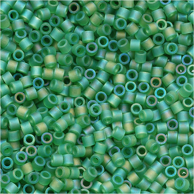 Miyuki Delica Seed Beads, 15/0 Size, Matte Light Green AB DBS858 (4 Grams)